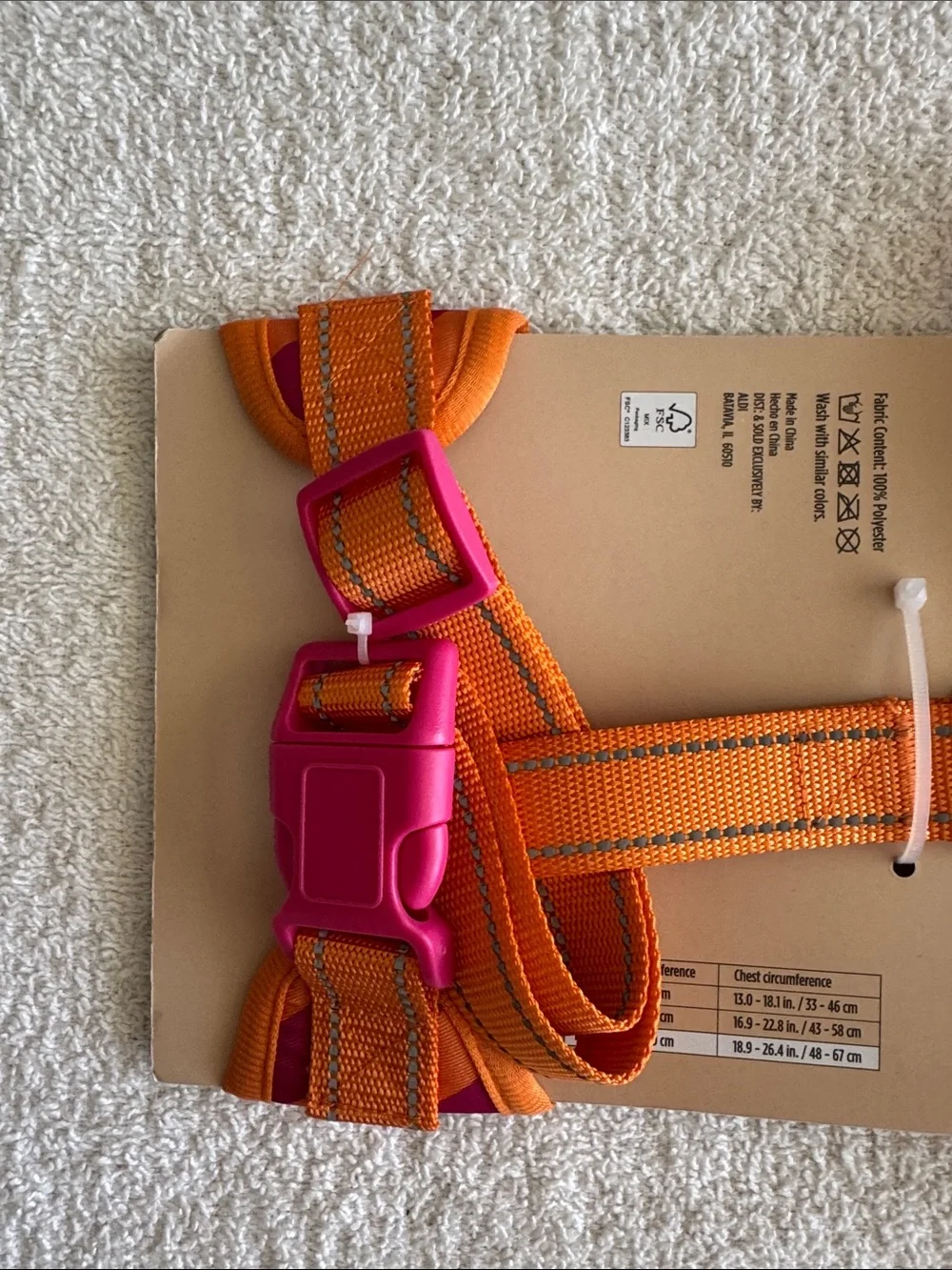 Heart To Tail Orange & Pink Striped Dog Harness - Large